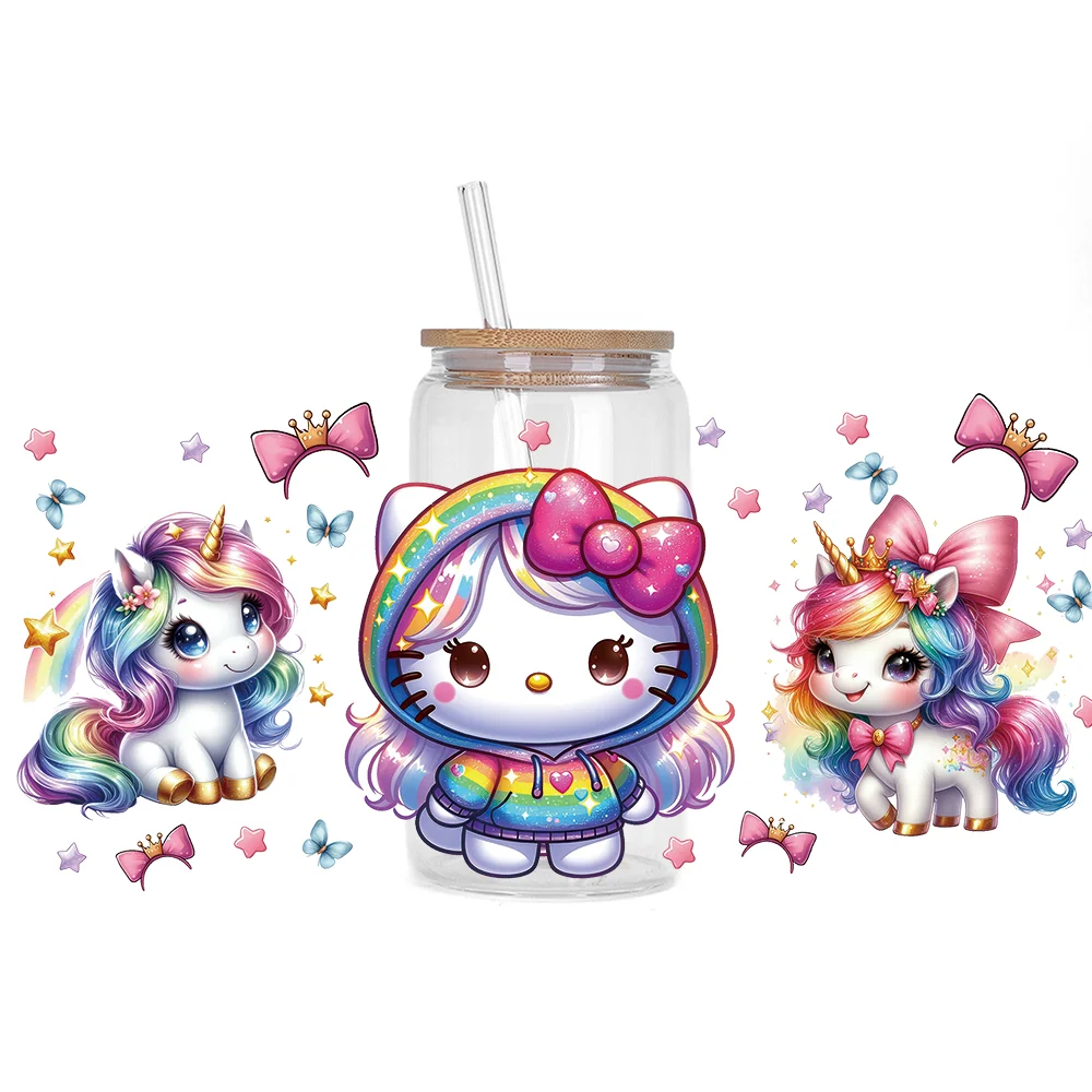 Miniso Hello cats series Easy peel waterproof DIY Decals 3D transfers uvdtf stickers 16oz uv dtf tumbler cup wraps sticker