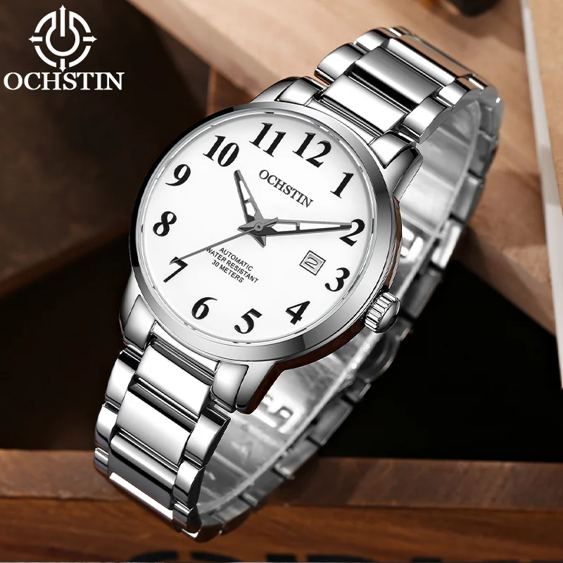 OCHSTIN Stainless Steel Mesh Band Watches Man Master Series Fully Automatic Machinery Luminous Hand Calendar Luxury Watch