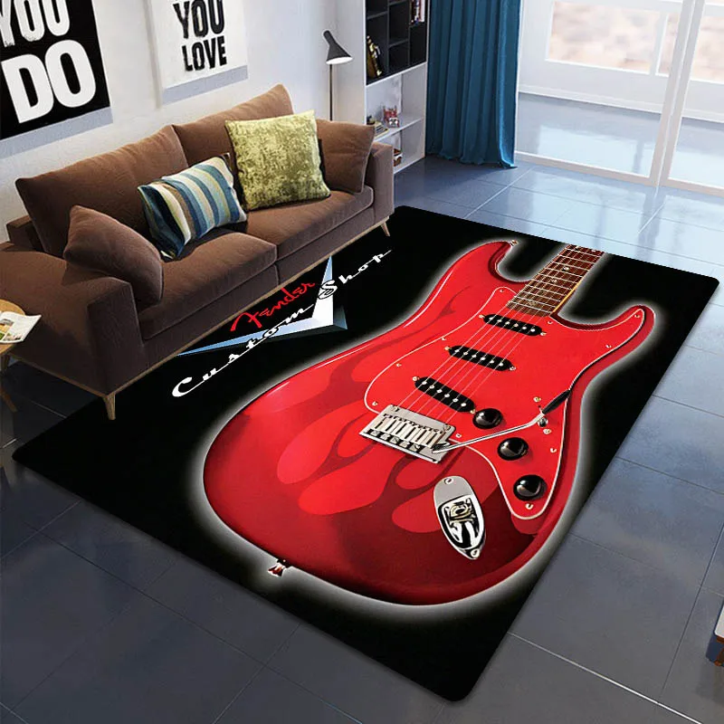 Fender Guitar Logo Print Carpet Children's Carpet Living Room Bedroom Non-slip Carpet Art Decorations Gift Photography Props