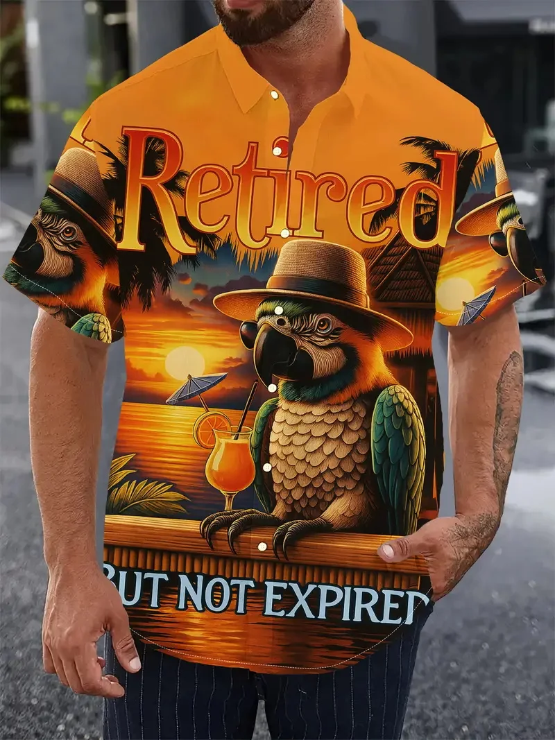 

Гавайские рубашки с рисунком Palm Tree Sunset, мужская летняя пляжная одежда с коротким рукавом, рубашка на пуговицах в отставке, но не выражается