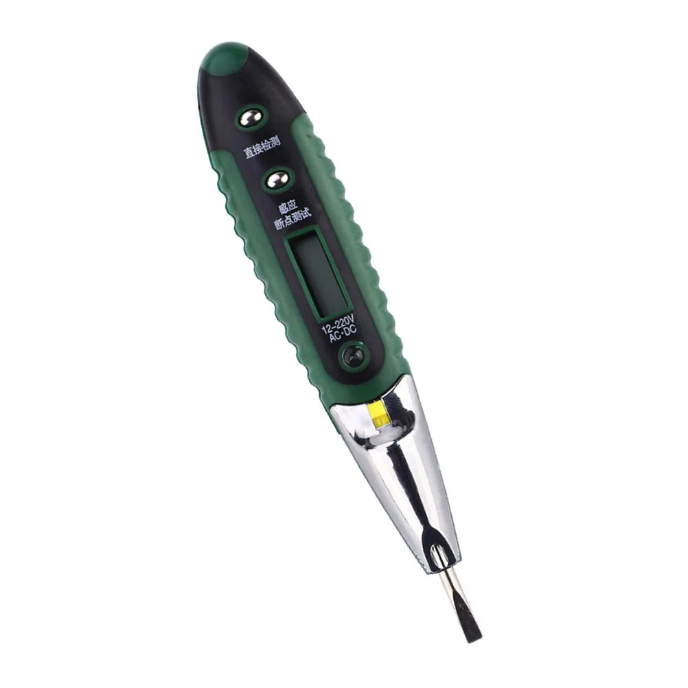 

120V Digital Voltage Tester Pen Green Metal Head Direct 12-220V Indirect Current Detection Sturdy Premium for 380V