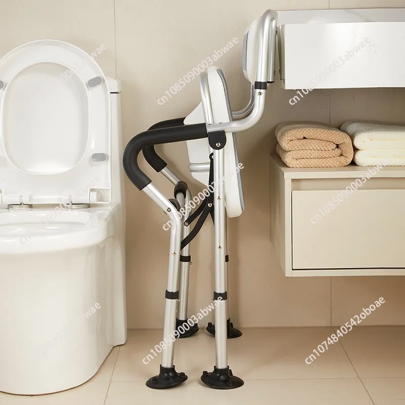 Folding Shower Chair, Anti-Slip Bath Seat with Concave Plate for Elderly & Pregnant Women