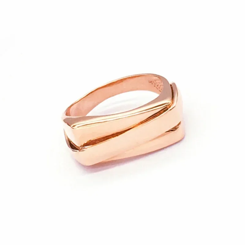 Refreshing Simple Irregular Square Glossy Rings for Women Classics Plated Rose Gold Ring Party Jewelry