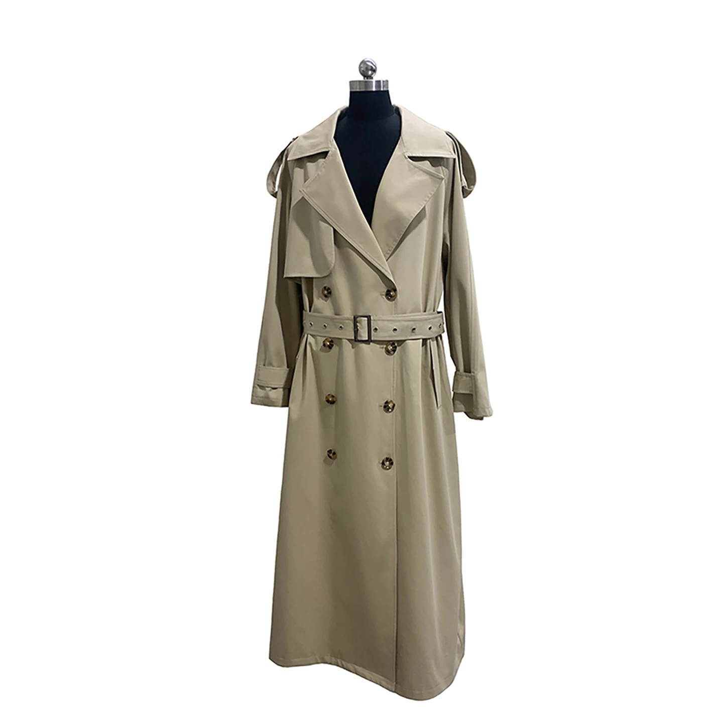 Nerazzurri Oversize Loose Long Korean Style Women's Coat with Belt High Waist Windproof Polyester Fiber Long Sleeve Casual