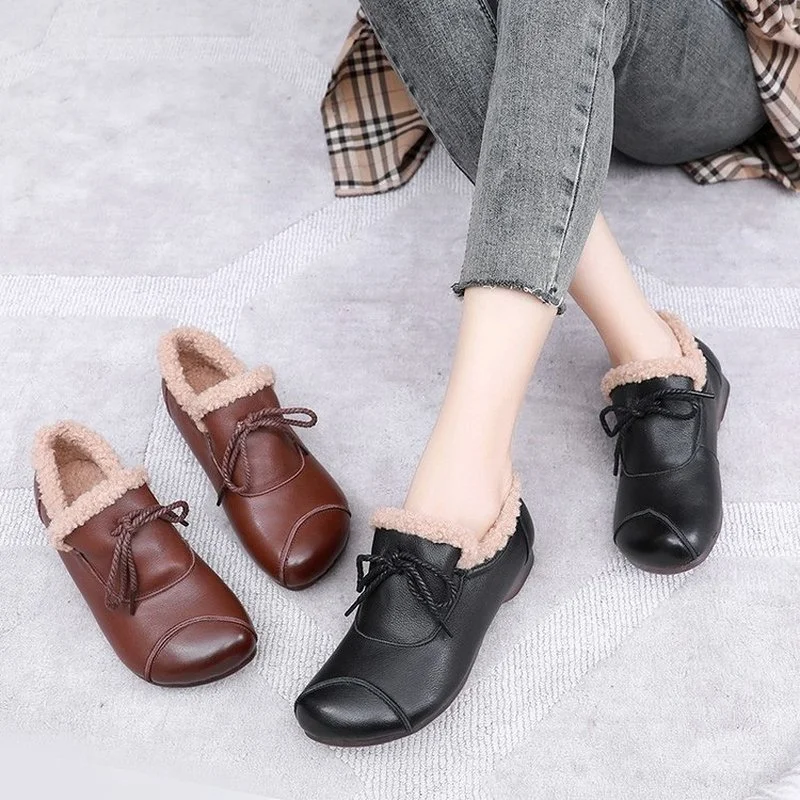 Designer Retro Flat Shoes Women\'s Genuine PU Leather Loafers Woman Flats Ballerina Shoes Ladies Comfy Driving Loafers Moccasins