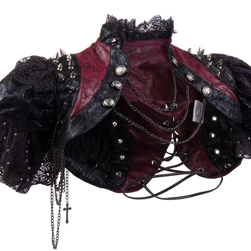 

2025 панк кружево заклепки Хэллоуин новый Sle Crossbody oulder шило косплей винтажный женский этнический костюм сценическое выступление