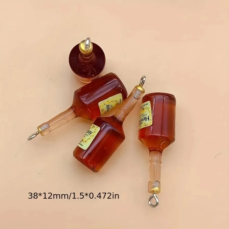 2 قطعة/الوحدة الراتنج محاكاة ثلاثية الأبعاد زجاجة الكحول سحر قلادة ل القرط المفاتيح Diy بها بنفسك صنع المجوهرات النتائج الإكسسوارات