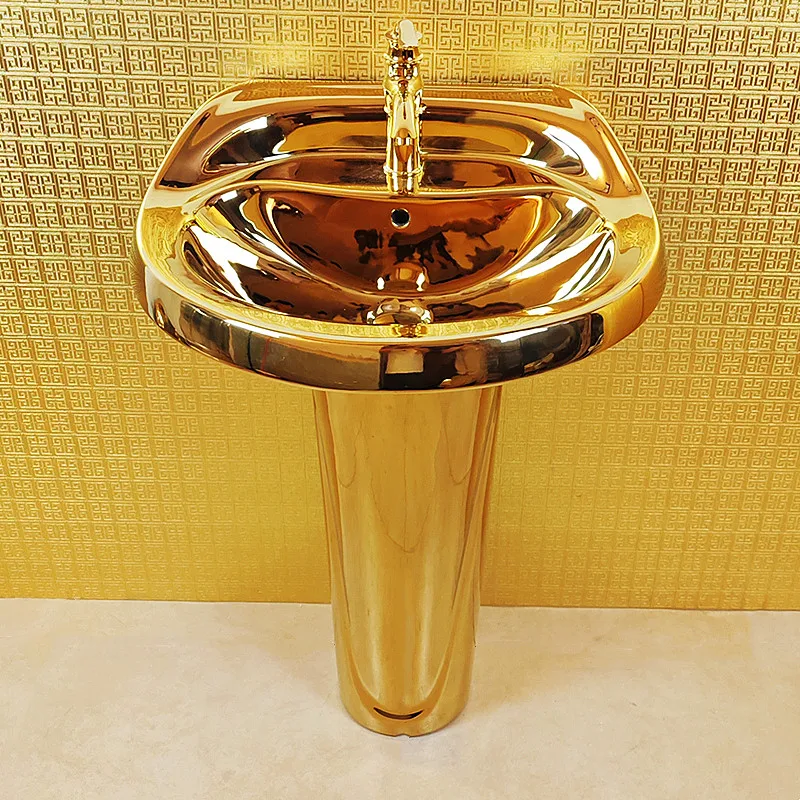 Art gold column basin wash basin bar floor-to-ceiling washbasin ceramic balcony split washbasin