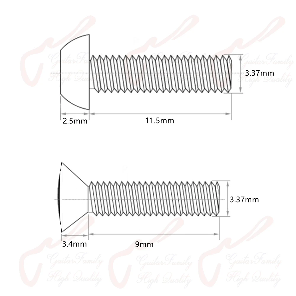 1 pair 3.37 MM Electric Guitar Switch Screws fit Alpha/OAK/CRL