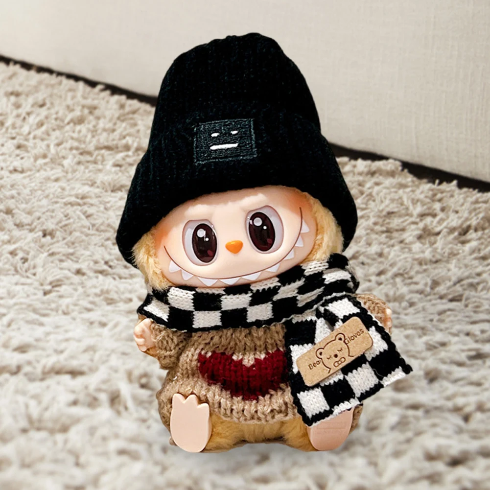 

17cm Kawaii Labubu Plush Doll'S Clothes Outfit Accessories Decorative Plushies Soft Cartoon DIY Animal Toy Costume for Gift
