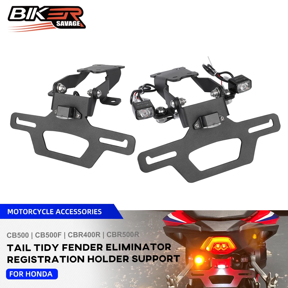 

CBR500R Motorcycle License Plate Holder For Honda CBR 500R 400R CB 500F 2025 Fender Eliminator LED Plate Light With LIndicator