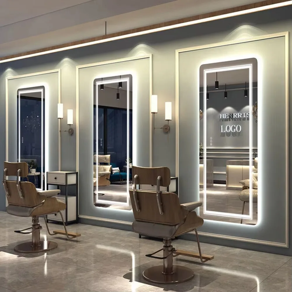 

Stepless Dimming Large Size Stand Up Body Dressing Lighted Hair Full Length Floor Salon Mirror with Led Lights