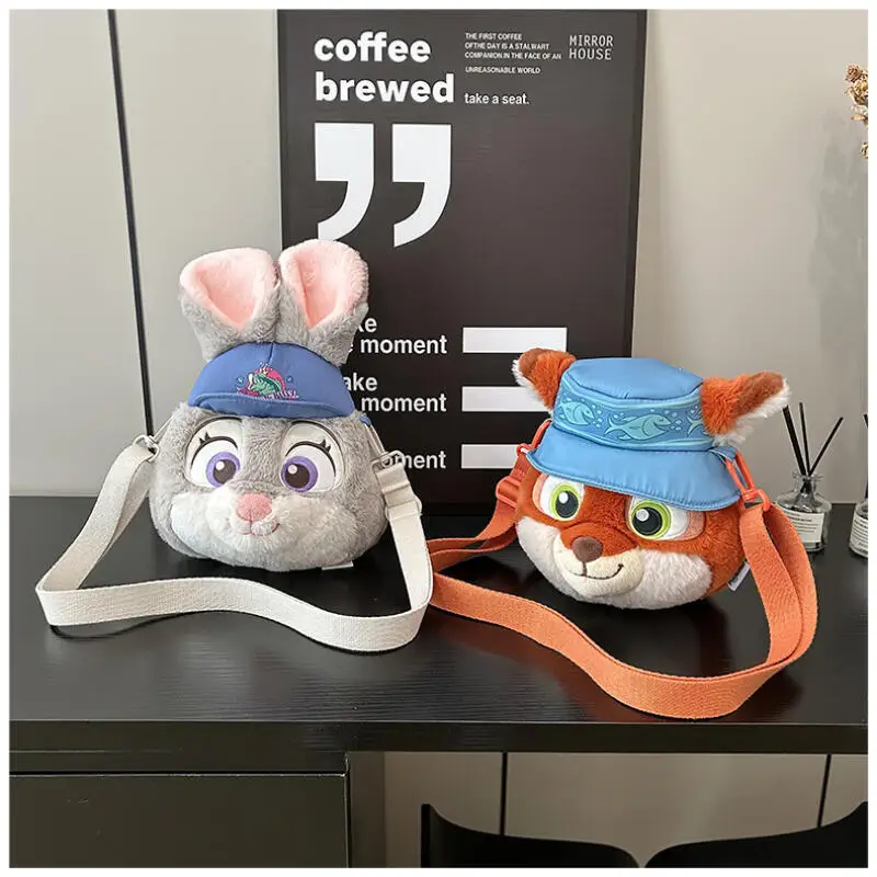 Plecak pluszowy Zootopia 2 Nick Wilde Judy Hopps z kapeluszem, duża głowa, torba na ramię, torba crossbody, przenośna torba podróżna