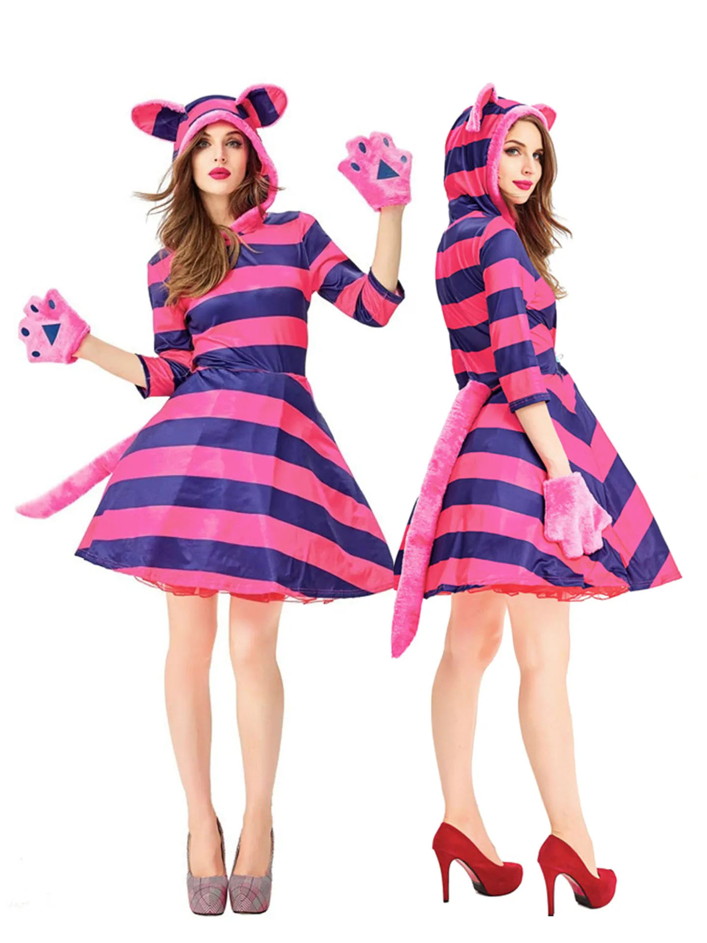 

Halloween Alice in Wonderland Cosplay Costume Cute Purple Striped Stage Performance Suit Women's Ethnic Wear