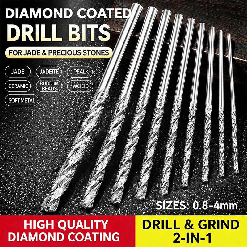 5Pcs Diamond Emery Drill Bit Set 0.8-4mm for Drilling Jade Pearl Ceramic Wood - Sharp Cutting Tools for Craft And DIY