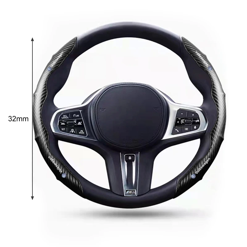 Car Steering Wheel Cover Carbon Fiber Sports Ultra-thin Non-slip Card Cover For VW Volkswagen Golf Polo Passat Touran Styling