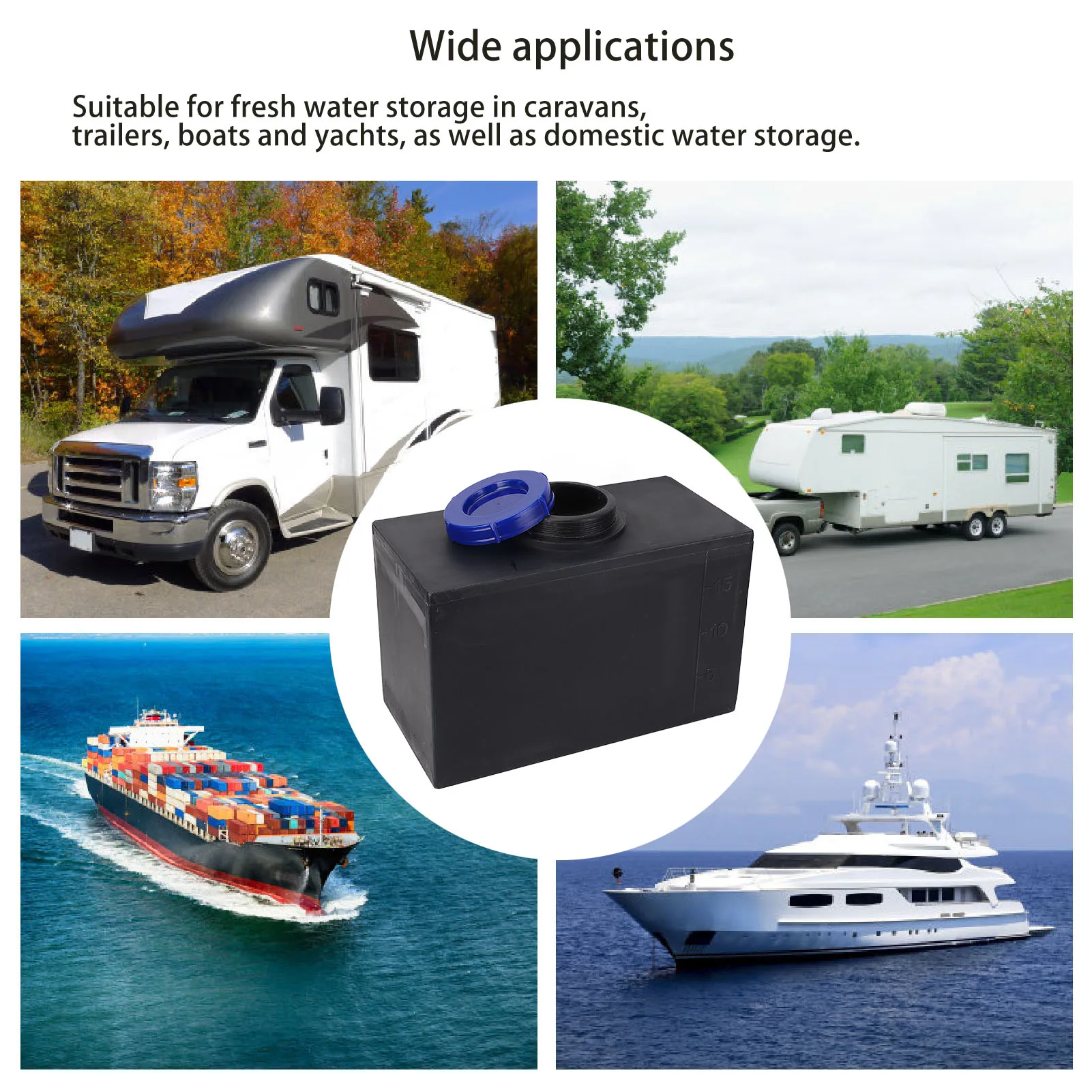 

RV Fresh Water Heat Cold Resistant 100mm Water Inlet 15.7 X 9.8 X 7.9in RV Water Storage for Trailers Boats Yachts