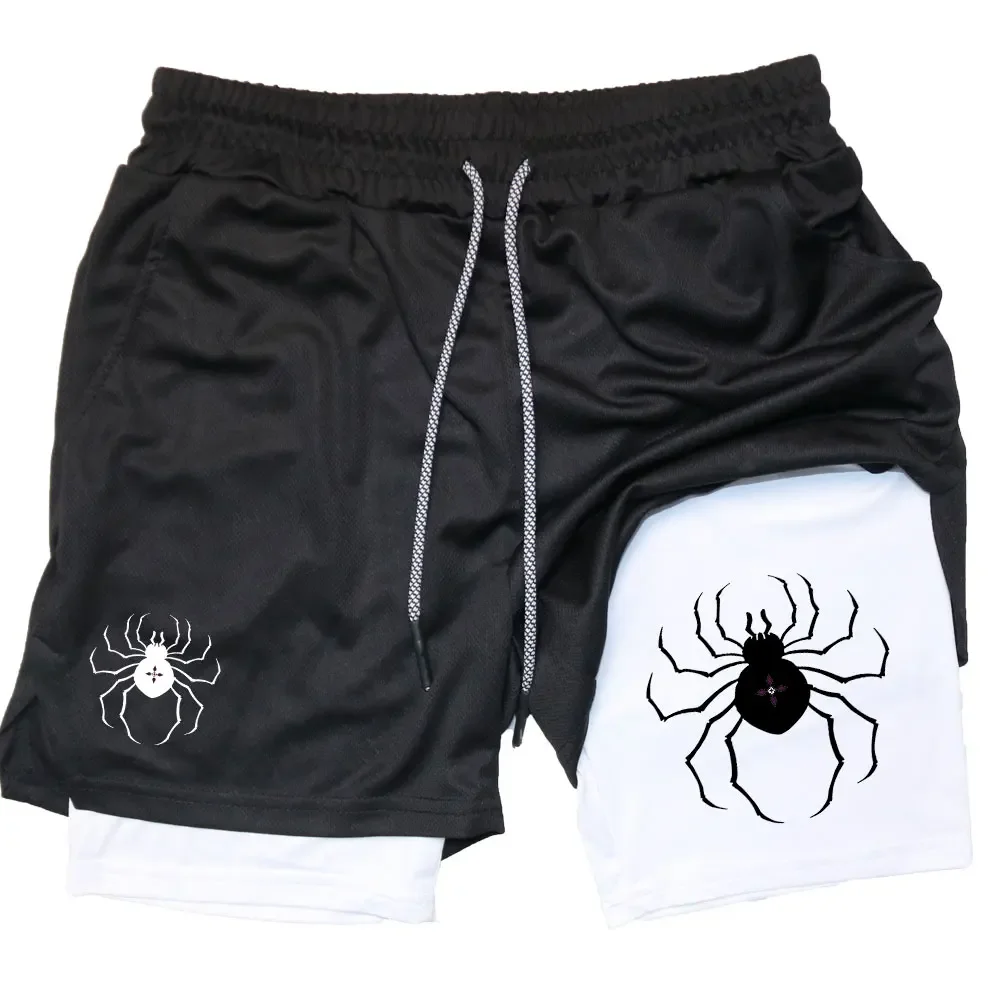 Calções de ginástica hunter x hunter homens shorts de performance aranha respirável, esportes de verão, fitness, treino, jogging calças curtas