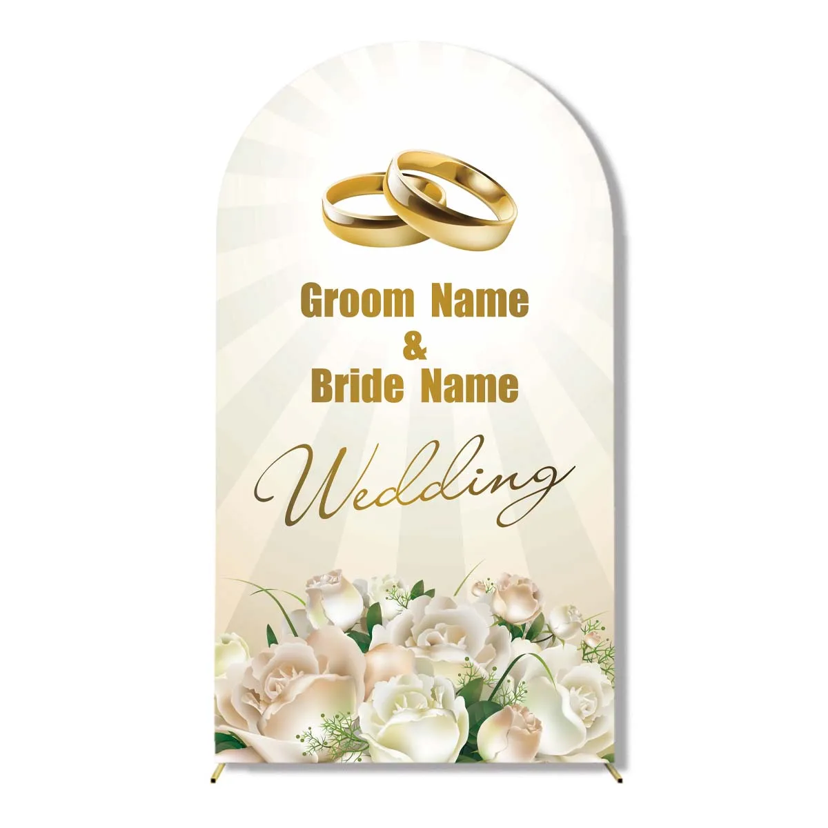 

Custom Groom Bride Wedding Arch Cover Flower Stand Covers Round Top Backdrop Wedding Stage Background Frame Decoration Design