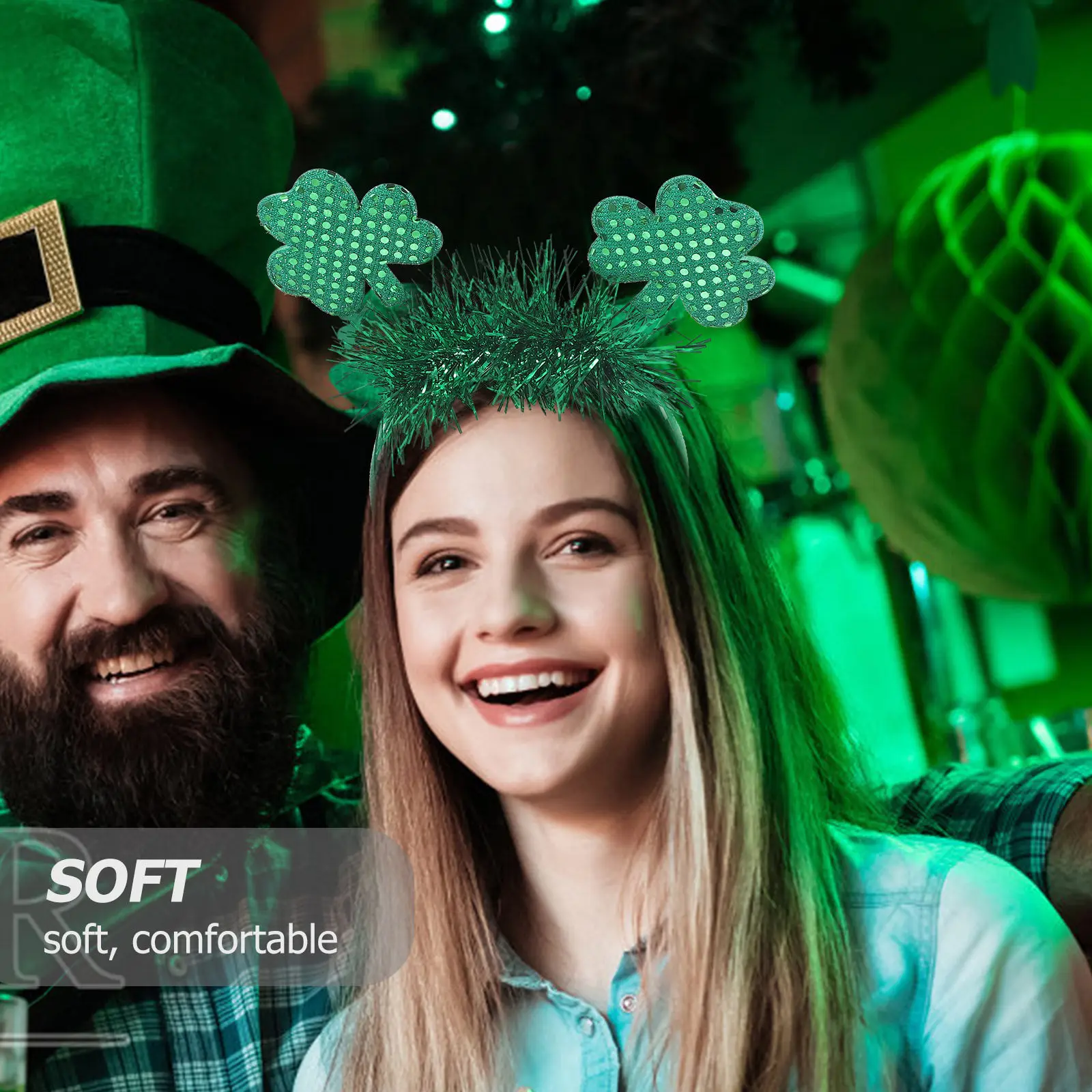 

Набор из 8 мягких и удобных повязок на голову с клевером, аксессуар для волос на День Святого Патрика, для праздников и вечеринок, украшение для волос