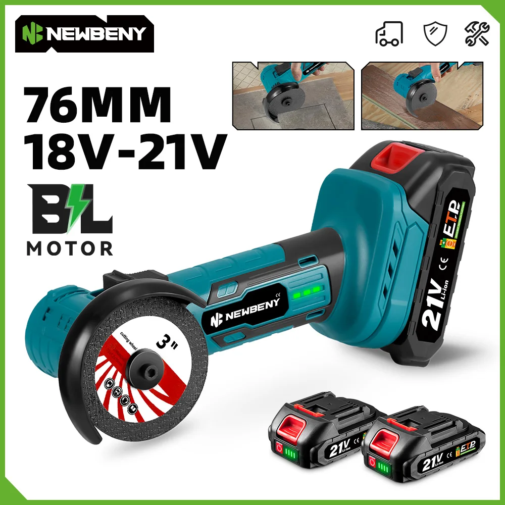 NEWBENY 3 Zoll Mini Bürstenloser Winkelschleifer Akku-Metall Holz Schleifen Polieren Schneidwerkzeug Für Makita 18 V Batterie Pin
