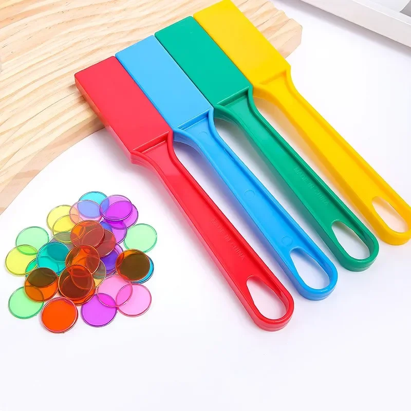 100PCS Colorful Round Thin Piece Science Magnetic Stick Experiment Game Children Color Cognitive Math Toys Learning Teaching Aid