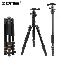 ZOMEI Q666 Lightweight Portable Professional Travel Camera Tripod Tripode Aluminum Tripod Head Monopod for Digital DSLR Camera