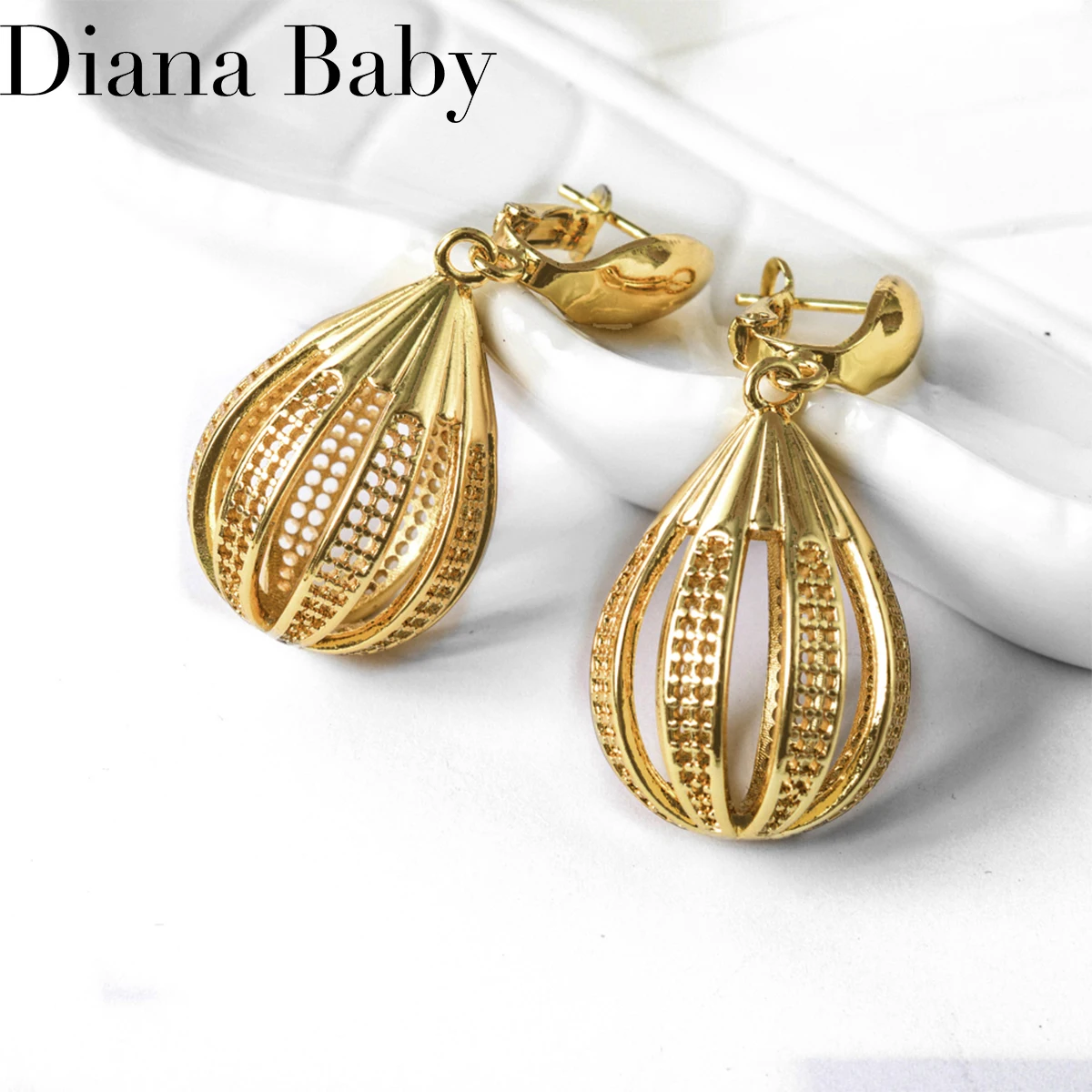 

African Big Drop Earrings 18K Gold Plated Hollow Out Hanging Earrings For Women Wedding Party Jewelry Dubai Gothic Gifts Girl