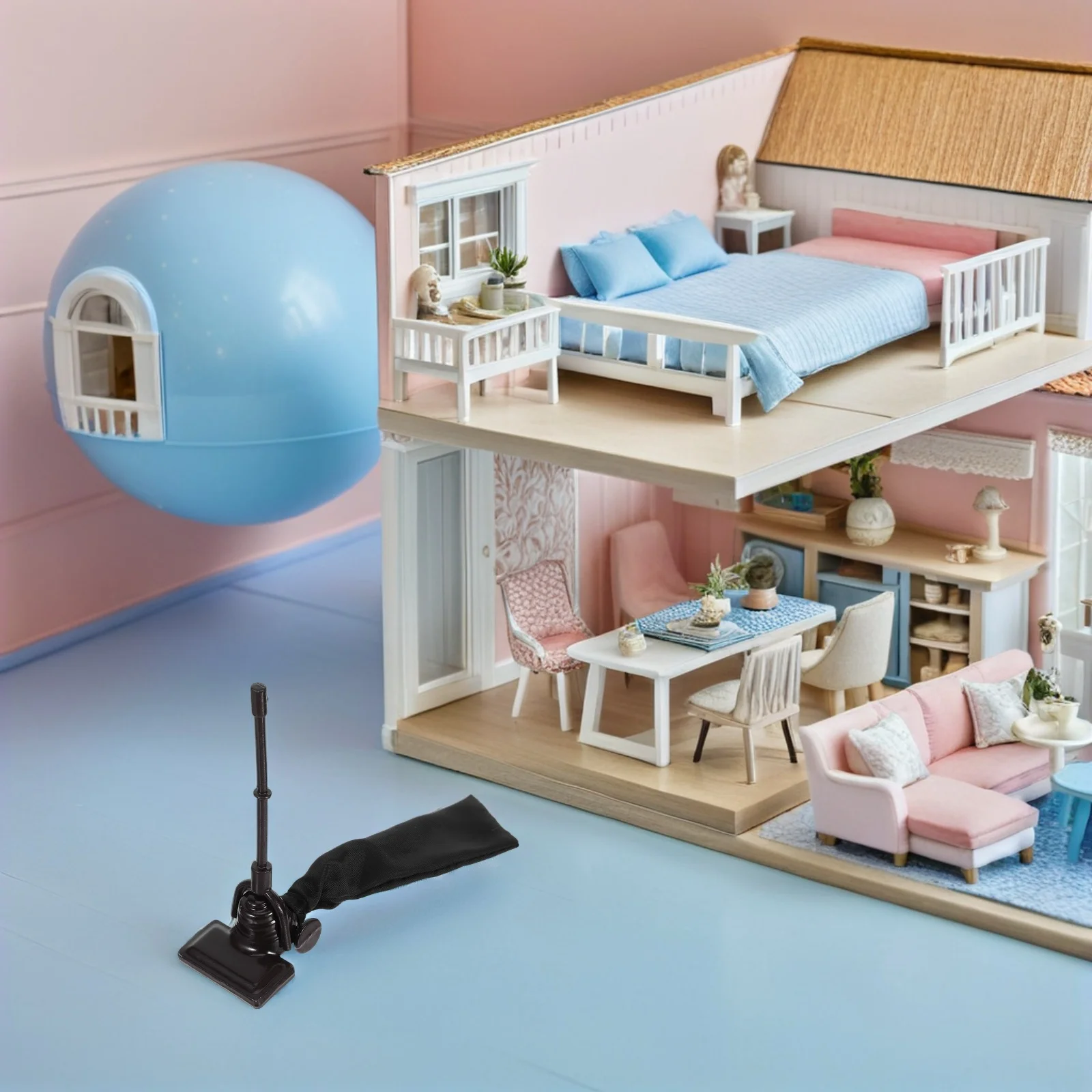 

Miniature Vintage Bag Vacuum Cleaner 112 Scale Retro Style for Dollhouse Scene Creative Decoration Cleaning Set for Kids