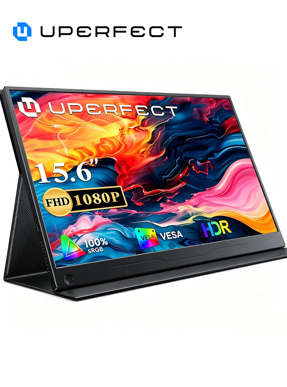 UPERFECT Portable Monitor 15.6" IPS HDR 1920 x 1080 FHD Eye Care Travel Screen USB C Gaming Monitor with Dual Speaker External Monitor HDMI Type-C VESA for Laptop PC Phone w/Case