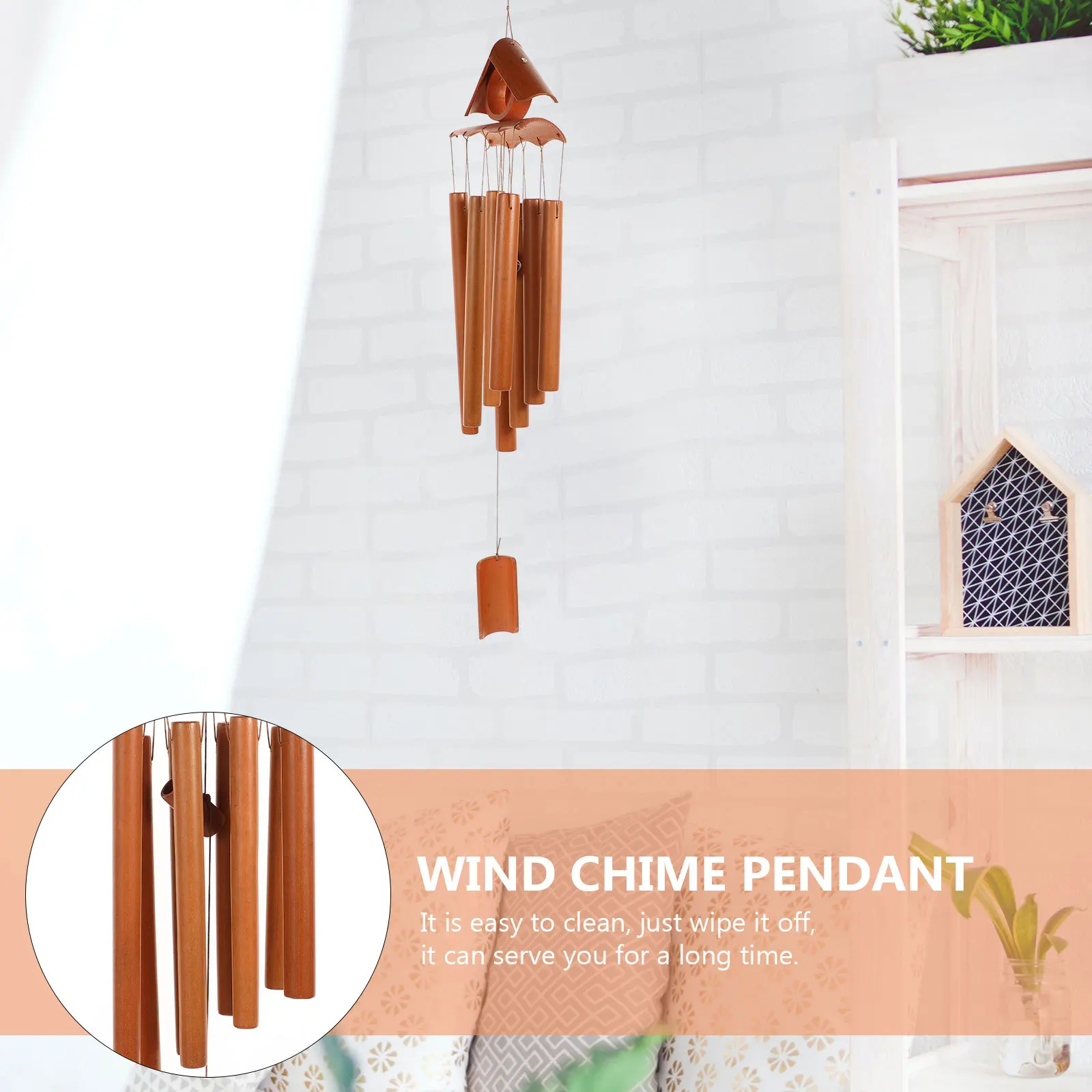 

1pc Bamboo Wind Chimes Wood Hanging Decoration For Home Office Garden Creative Wind Bell Sound Stress Relief Decor