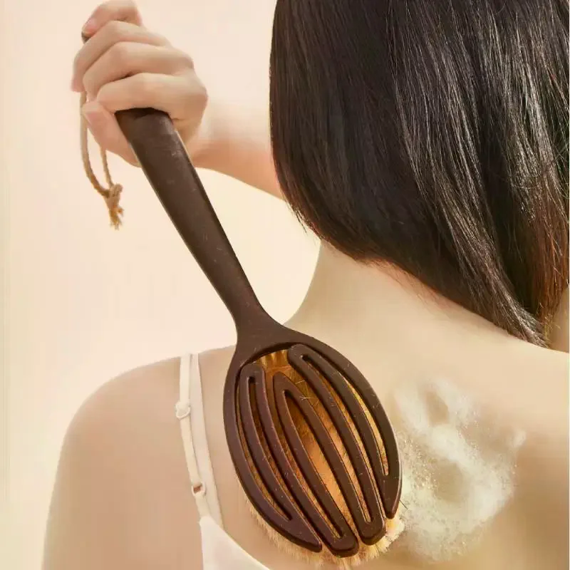 Bath Shower Brush Bathing Brush Dry Skin Body Soft Natural Bristle Massager Care Tool Soft Natural Bristle PE Handle