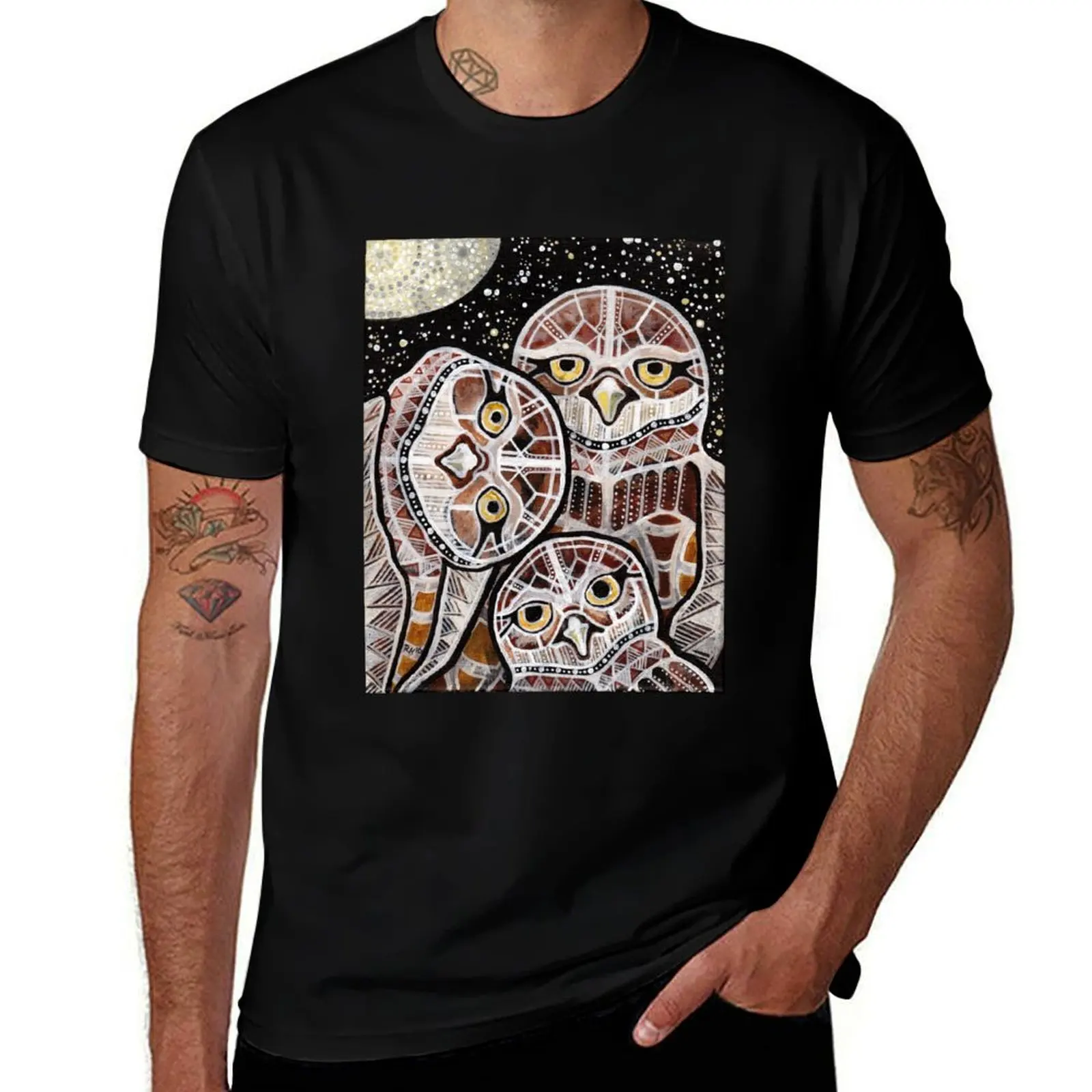 

Burrowing Owl Family T-Shirt essential t shirt man t shirt luxury anime t shirts oversize T-shirt