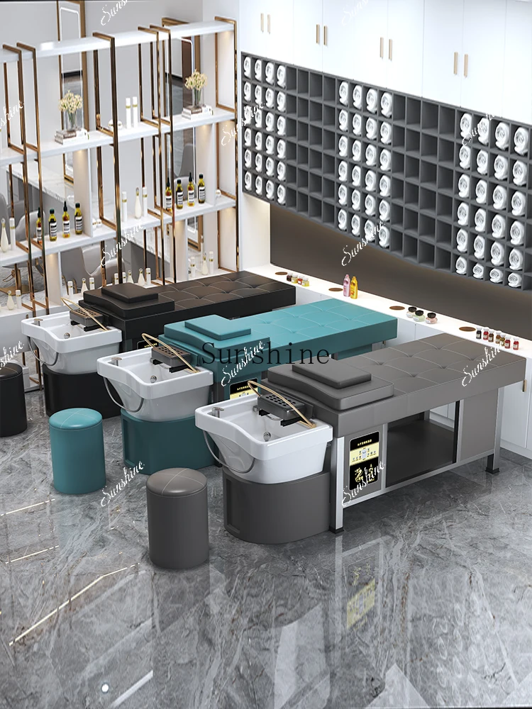 Barber shop special massage water circulation hair treatment bed FT