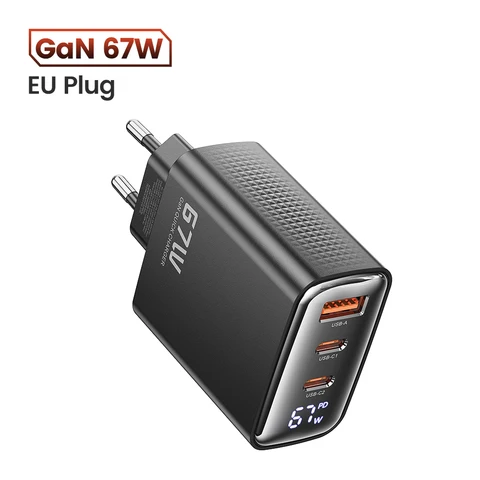 Toocki 67W GaN Зарядное устройство с дисплеем Quick Charge для ноутбуков — фото товара
