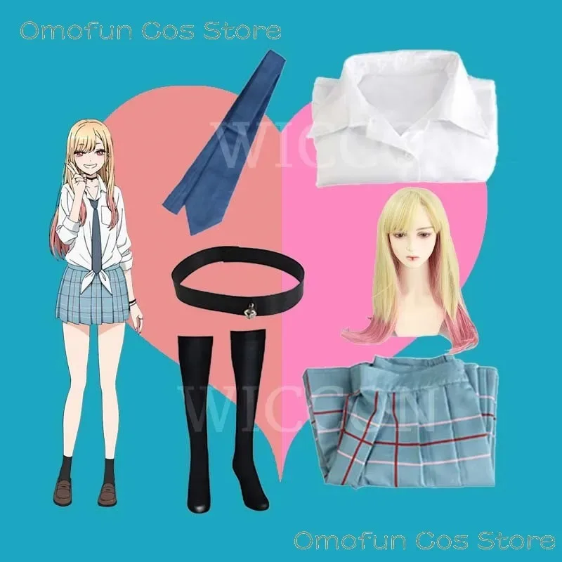 Kitagawa Marin Cosplay Anime My Darling Kitagawa Marin Cosplay Costume Dresses School Uniform Wig Earrings Suit Girls Jk