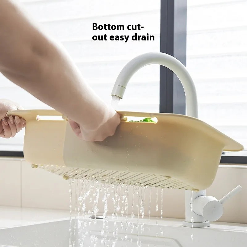 

Drain Basket Retractable Kitchen Household Sink Folding Vegetable Basket Double-layer Large Capacity Bowl Chopsticks Drain Rack