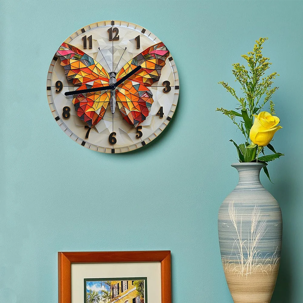 Wall Clock With Butterfly Wings Design - Perfect For Living Room Decor, Pet Lovers & Easter Celebrations