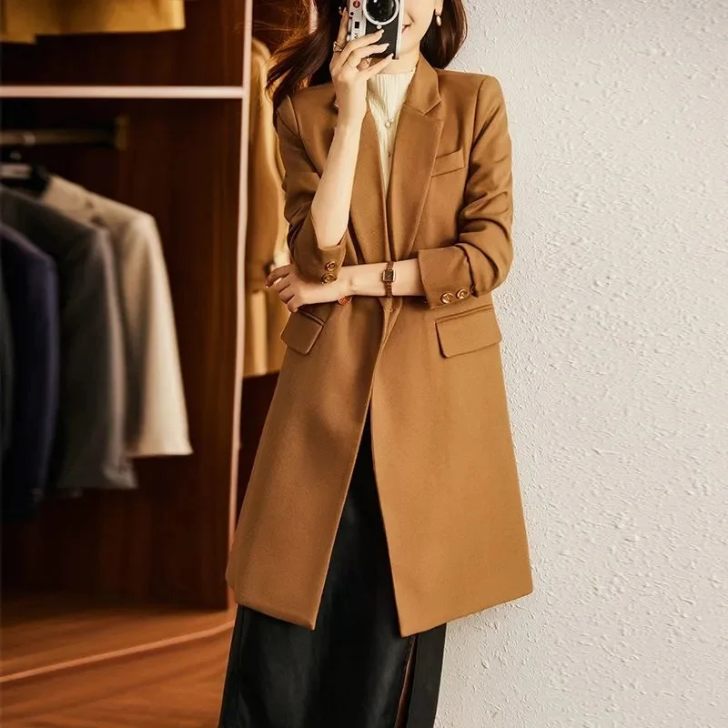 Women Solid Formal Blazer Coat Long Sleeve Double Breasted Jacket Office Ladies Work Wear Blazers Female Windbreakers Outerwear