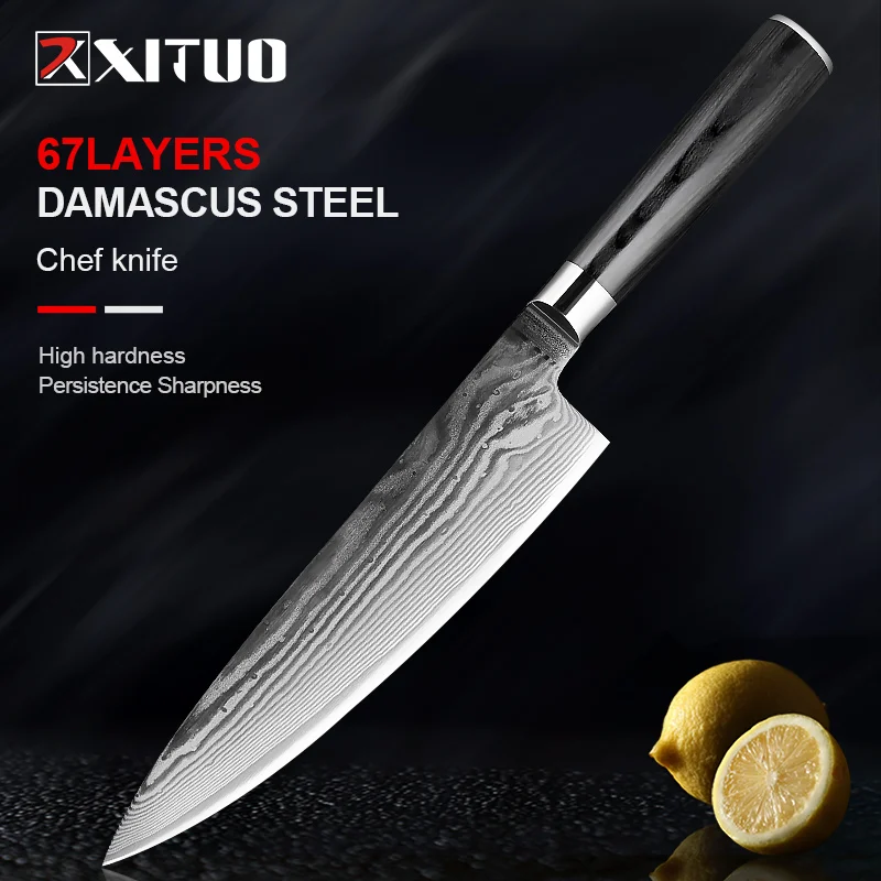 Low Price Sale -Kitchen Knives Japanese Damascus Stainless Steel 440C Chef Filleting Cleaver Slicing Utility Gyuto Nakiri Knife