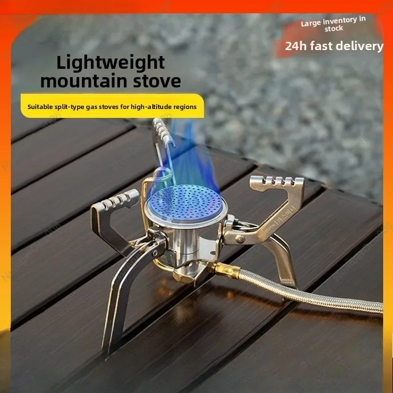 

Портативная уличная газовая плита высокой мощности для рыбалки, походов, кемпинга, мини-ветрозащитная горелка из нержавеющей стали, складная