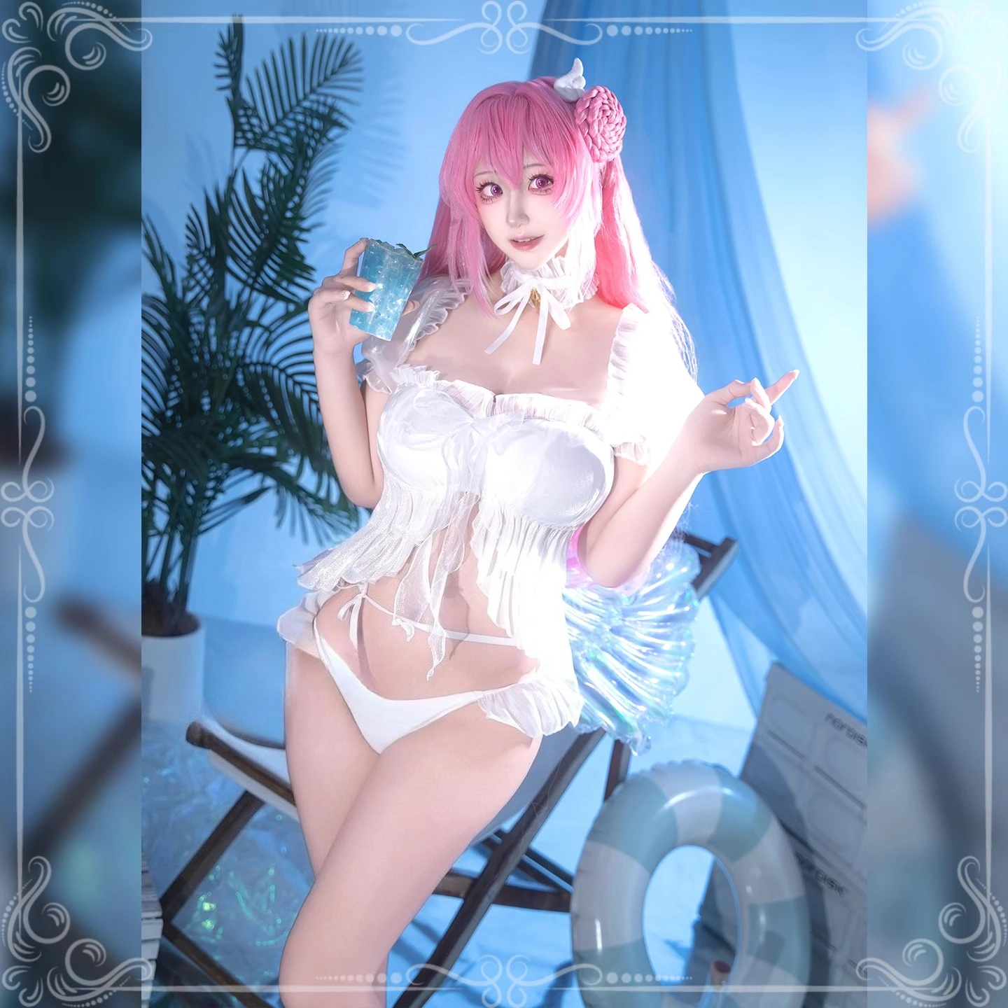 水辺の天使：フリル×透け素材のビスチェセット