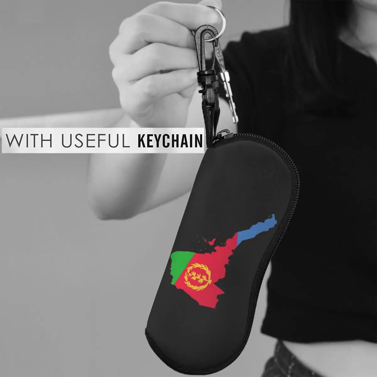 エリトリアの国旗シェルメガネケースプロテクターサングラスボックス女性男性ソフト眼鏡バッグポーチ