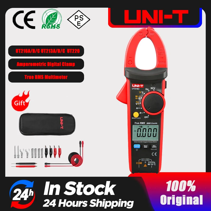 

UNI-T UT216C Series True RMS Digital Clamp Meter Auto Range 6000 Count Display NCV Electrical Tester Pliers Ammeter Voltmeter