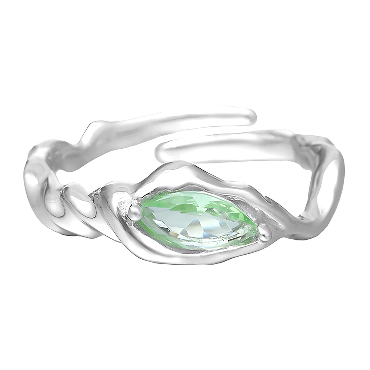 

Elegant Luxury Liquid-Effect Green Zircon Sterling Silver Ring for Women Niche Original Design Fashionable Jewelry Accessory