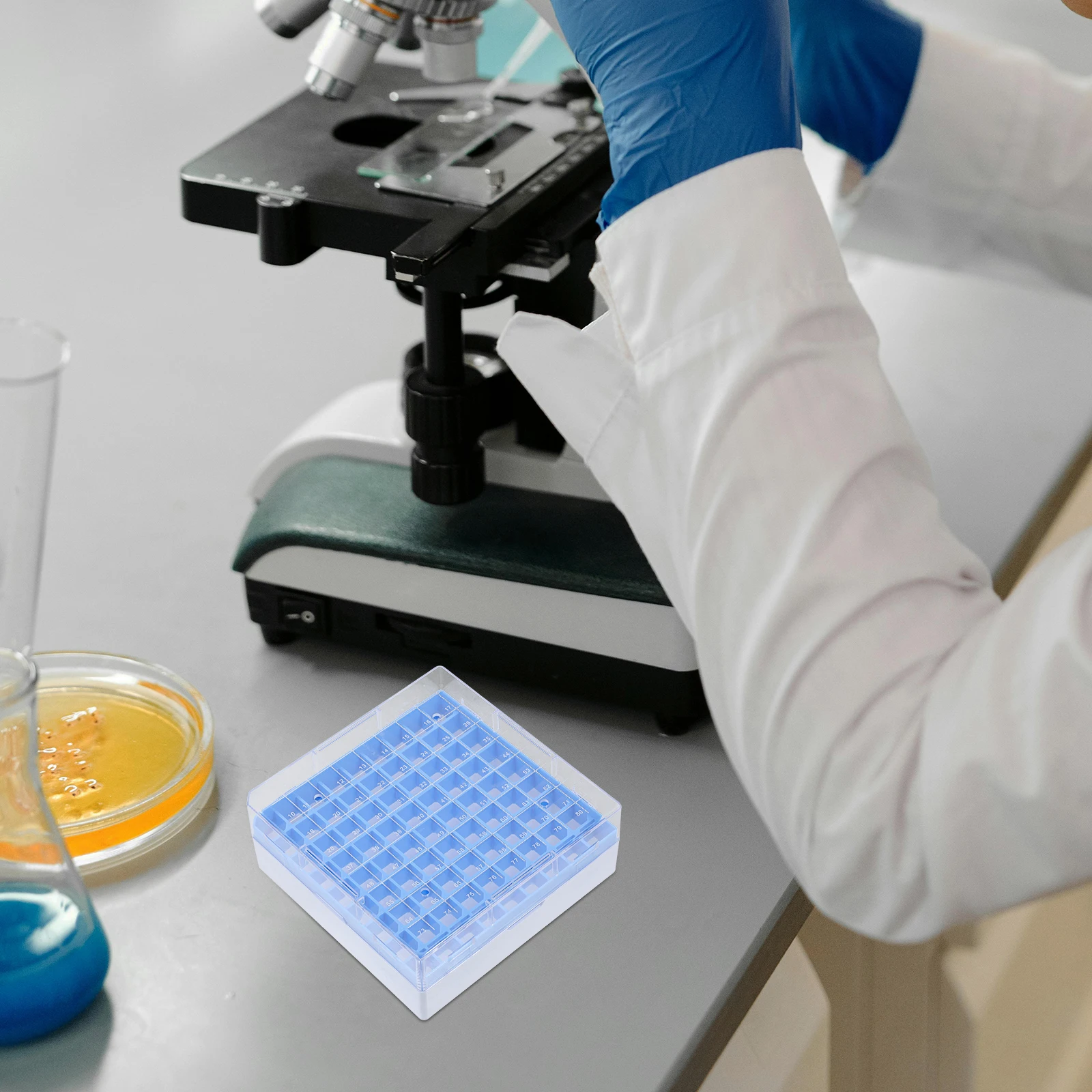 

Laboratory Test Tube Container Freezer Box Storage Containers Dedicated Sky-blue Cryovial Rack