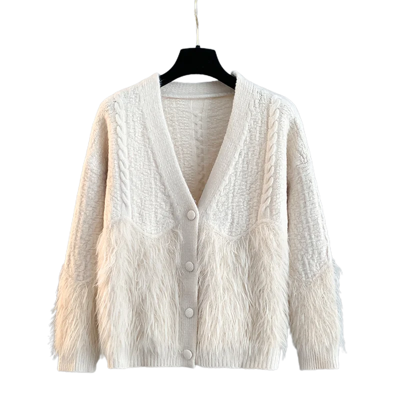 Autumn and Winter New Korean Version Lazy Style Sweater Knitted Cardigan Jacket for Women with a High-end Feel as an Extra Top