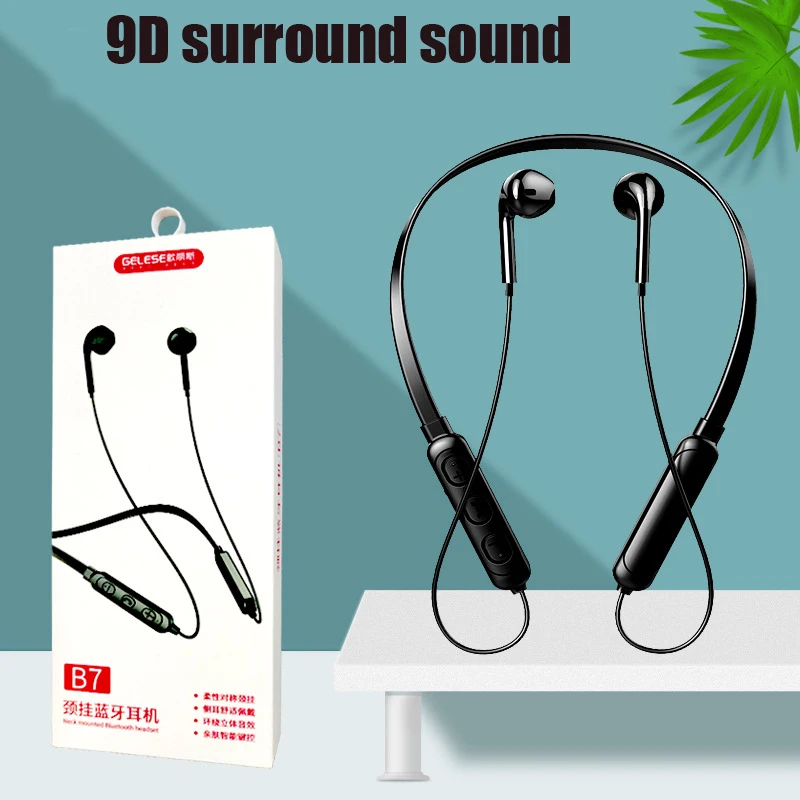 Portable Wireless Bluetooth Headset NeckHanging 9D Surround SoundStereo Noise Reduction Universal 5.0 Sports Headset Microphone