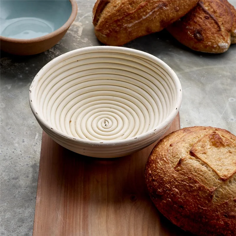 Bread Protection Basket, Dough Protection Basket Round Handmade Rattan Basket, Handmade Bread Making Kit 23X8cm-ABQU