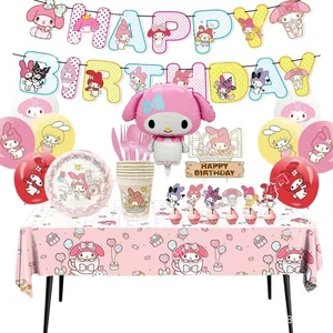만화 Sanrio Melody 일회용 식탁 용 테이블 콜로그 페이퍼 컵 만화 생일 장식 파티 파티 장면 레이아웃 12 최고의 판매 Sanrio Coaster -№10